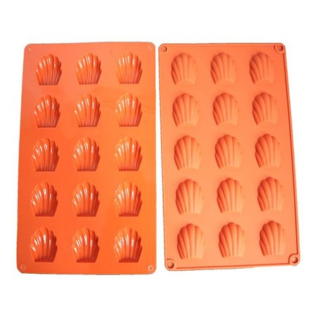 (15 hulrum, rød mursten) mini silikone Madeleine form Sæt med 2, non-stick Madeleine form Chokolade muffin form Madeleine Mousse