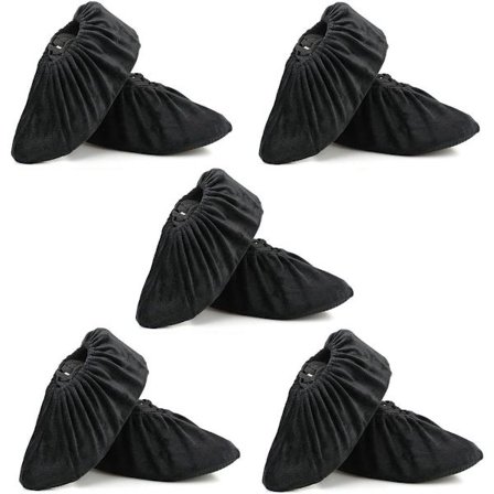 5 par halkfria, tvättbara och återanvändbara halkskydd för skor - skyddsskor - en storlek passar alla (svart)