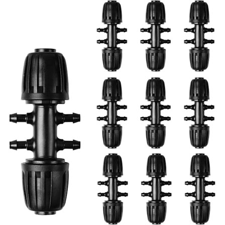 Bevattningskoppling för trädgård, T-kopplingar för droppbevattning, för 1/2 tum till 1/4 tum bevattningsslanger, vattningstillbehör