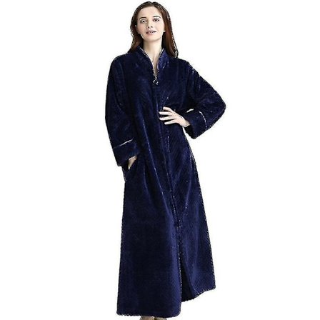 Lynlås Badekåbe til Kvinder Flanel Fleece Kåber Vinter Varmt Hjemmekåbe Natkjole