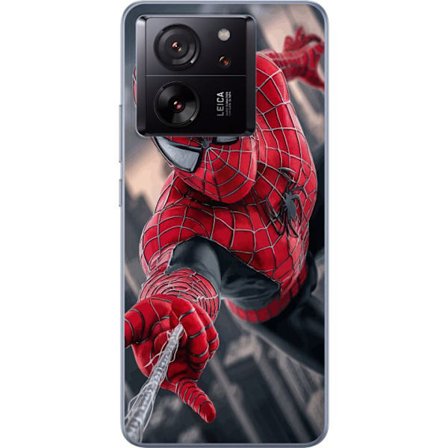 Kompatibelt Mobilskal till Xiaomi Xiaomi 13T Dynamisk Spider-Man-illustration i actionperspektiv, superhjältetema med rörelseekonomi och känsla av