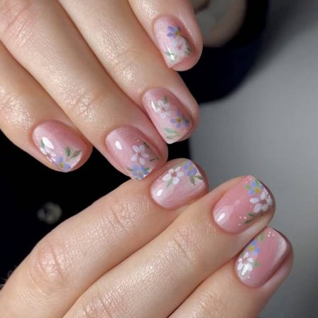 Blomst Fake Negl Trykk På Negl Fransk Tip Kunstig Negl Lim på Negl for Kvinner