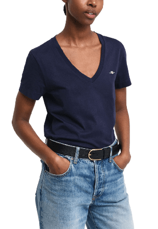 GANT REG SHIELD SS V-NECK T-SHIRT Skjortor Dam Blå XS
