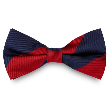 Navy & Red Stripe Silk Pre-Tied Bow Tie for Men - Pre-tied bow ties