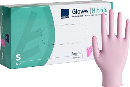 Abena Nitril Undersøgelseshandske Sentitiv Pink S Pudderfri, Tøj & Bolig, Husholdning, Rengøring