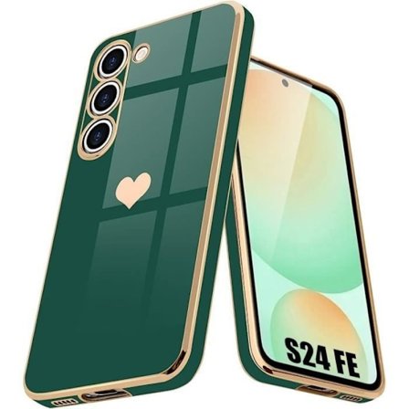 Beskytterskal - BOOLING - til Samsung Galaxy S24 FE - Fleksibel - Hjerte mønster - Natten grøn