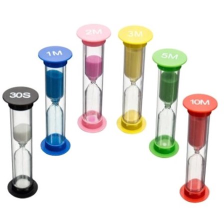Go Go Gadget - 6-delars sandtimer-set - 30 sekunder, 1 minut, 2 minuter, 5 minuter och 10 minuter - Perfekt för spel, dusch och tandborstning