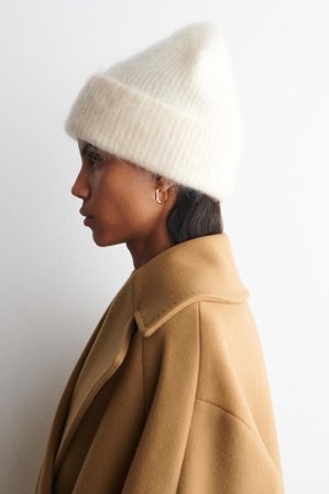 COS Women's Berretto In Mohair A Coste in Bianco