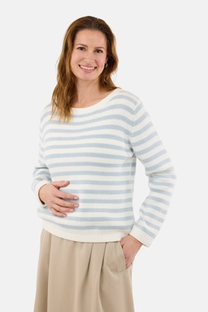 B. COPENHAGEN - Stribet Strik - Blå / Hvid - Rund Hals