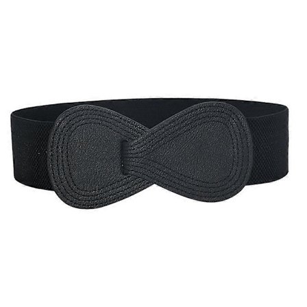 8-muotoinen tekonahkainen joustovyö lukitussoljella, naisten kiristysvyö, musta, 70 cm