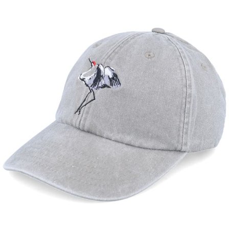 Wild Spirit - Grå unconstructed Keps - Crane Embroidery Grey Dad Cap @ Hatstore