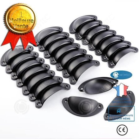 Möbelhandtag - INN - Modell Snäcka - Paket om 24 - Metall - Svart 82mm