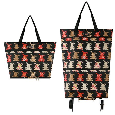 Kanin i sort genanvendelig sammenklappelig indkøbspose 2 i 1 hjem supermarked stor