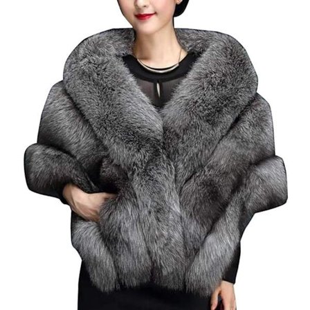 Kvinder Vinter Kunstpels Wrap Sjal Brude Shrug Cape 145*45cm