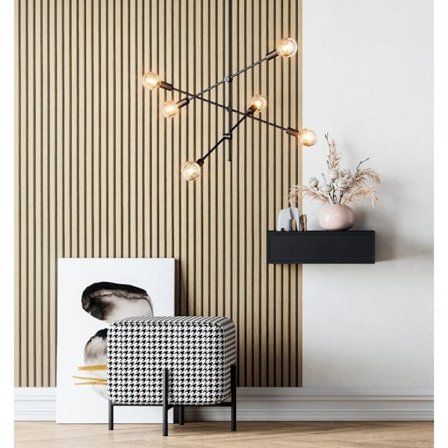 Non-woven Tapet Brun Natur Træ Lamel Væg Look - 3D Vægbeklædning Panel Bjælker Dekor, 10.05 m x 0.53 m (L x B)