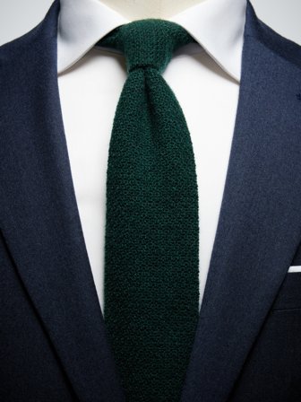John Henric Men's Grüne Gestrickte Kaschmirkrawatte Size 6