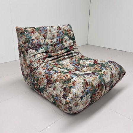 Blommigt mönster ensitsig TOGO soffa - beige iris - ingen montering, ergonomisk design, dubbelskikts skum komfort
