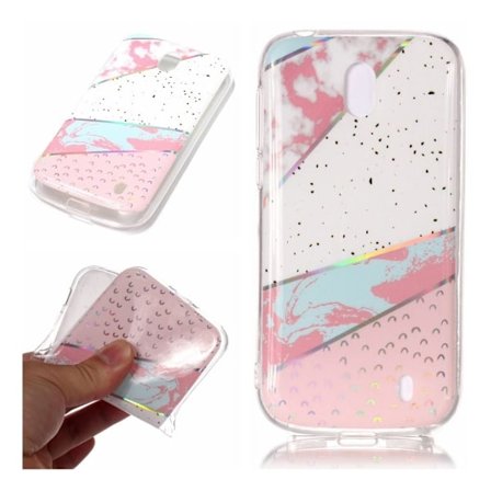 Marmormotiv Nokia 1 skal - Rosa / Vit