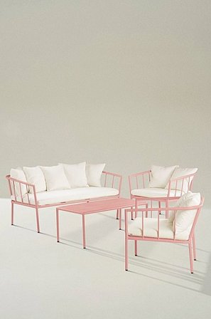 Jotex - Loungekalusteet - 4 Osaa Roosa Alumiini/Polyesteriä/Vaahtomuovi Roosa MENTON Osta Lounge-kalusteet Jotex