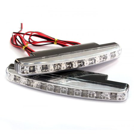 2st 8-LED Varselljus Bil DRL Dimljuslampa Super Ljusstark Vattentät DC 12V