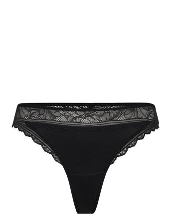 Floral Touch Tanga Designers Panties Thong Black CHANTELLE