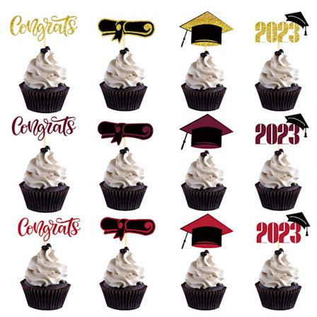 (48 STK) Graduation kake topper Dekorasjon kake topper 2023 graduation Dekorasjon graduation kake