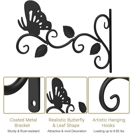 Vægbeslag til sommerfugleplanter Hængende metalblomsterpotte Havedekoration