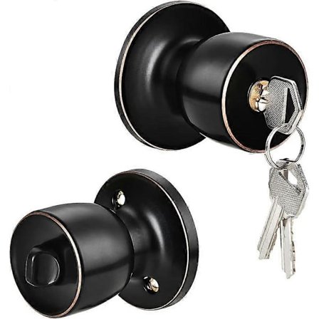 Dørknop med lås og nøgle, olieret bronze. Dørhåndtag til soveværelse badeværelse BYQ