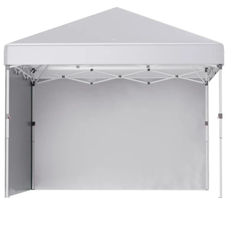 Rootz Folde Gazebo - 2 Sidevægge - Sandsæk - Højdejusterbar - Transporttaske - Rustfrit stålramme - Stål - Oxford - Hvid - 297L x 297W x 274H cm