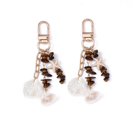 Chic Uregelmæssig Søstjerne Nøglering - 2 Guld Skal Charm til Nøgler, Tasker & Strandstil