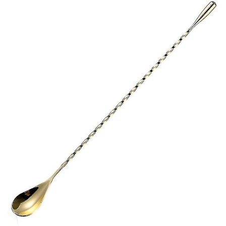 Pitkä ruostumattomasta teräksestä valmistettu cocktail-lusikka - 30 cm - Kulta