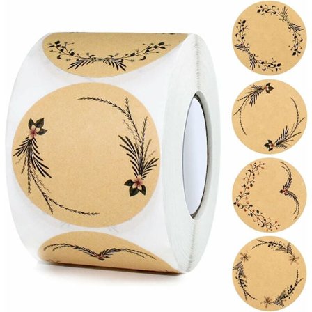 Kraft runda självhäftande etiketter 5 cm syltetiketter Kraftpapper självhäftande etiketter för gåvor kuvert bakning kryddburk etikett (500 st bruna)
