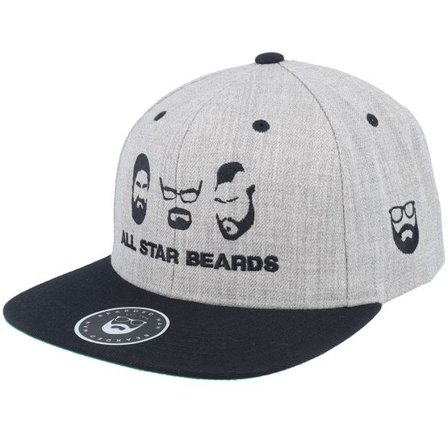Bearded Man - Grå snapback Keps - All Star Beards Grey/Black Snapback @ Hatstore