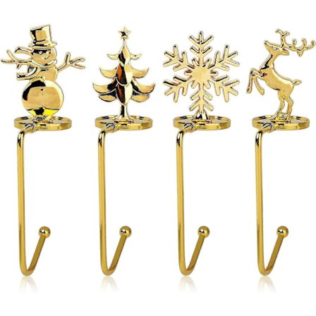 4-pak julesokkeholdere, julemetalkroge med greb til ophængning af julesokker