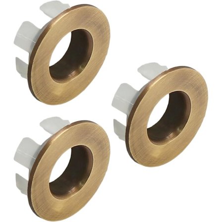 3 stk. Messing Vask Overløbskant Ring Bassin Overløbsring, Krom Overløbsring Vask Afløb O Ring til Badeværelse (Bronze)