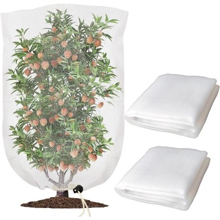 2-pak - Fuglenet til haven med snøre - 100 x 140 cm havenetpose (hvid)