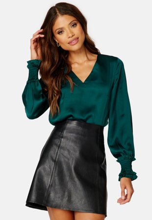 BUBBLEROOM Gabbie Smock Blouse Dark green Klær