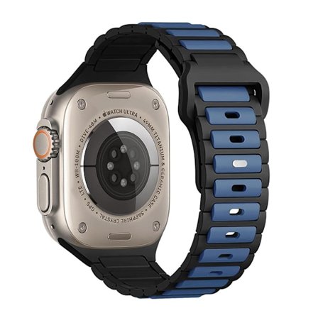 Dual Color silikone rem Apple Watch Series 49mm - 45mm - 44mm - 42mm - Blå + Sort