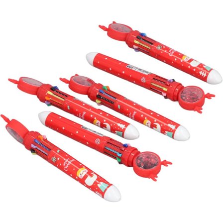 Julepenn, 6 stk. Sekvenser Innovativ 10 farger Julerød Fyllepenn for Barn til Studentfestgave (Julesnømann)