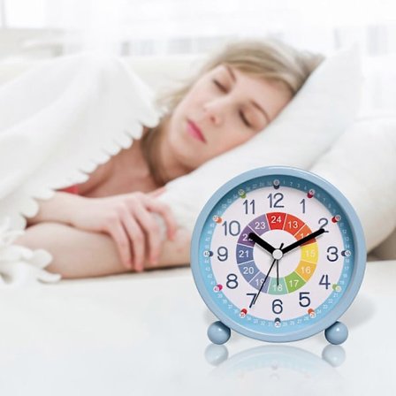 Barnväckarklocka, analog väckarklocka, tystgående, inlärningsväckarklocka, barnkvartsväckarklocka för tonåringar