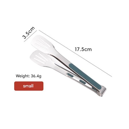 304 Køkkentang i rustfrit stål, fortykket for at beskytte mod varme, egnet til madlavning og grillning - Grøn (lille størrelse)