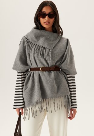 VILA - Vifjolira High Neck Poncho - Medium Grey Melange - Kläder - - Bubbleroom