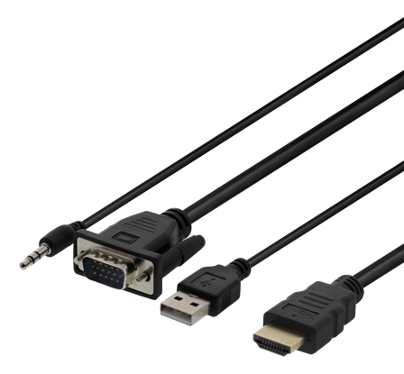 Deltaco HDMI-kabel - HDMI / VGA / lyd / USB - 2 m
