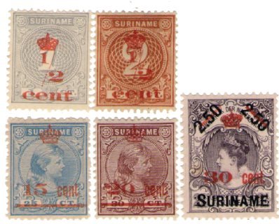 Nederland - Hulpuitgifte 1911 overdruk in rood (nr. 60-64, ongebruikt)