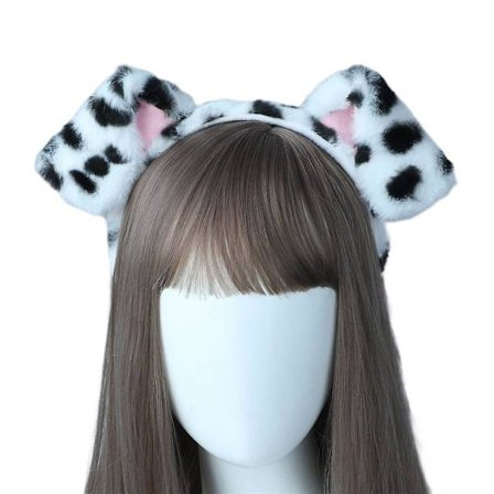 Dalmatian Dog Ears Pannebånd - Valpeører Hodebånd Fluffy Costume Voksen Barn Dalmatian Dress Up for Halloween Dog Party Cosplay