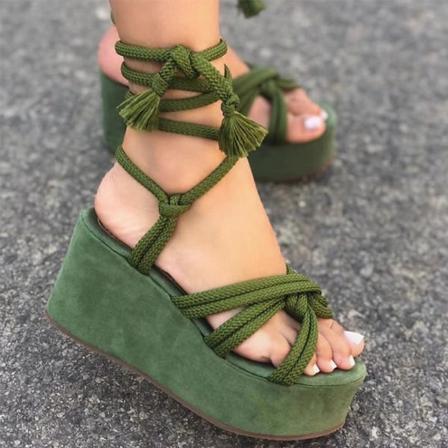 Platformsandaler För Kvinnor Casual Mjuk Bekväm Dagligen Varje Dag Army Green 40