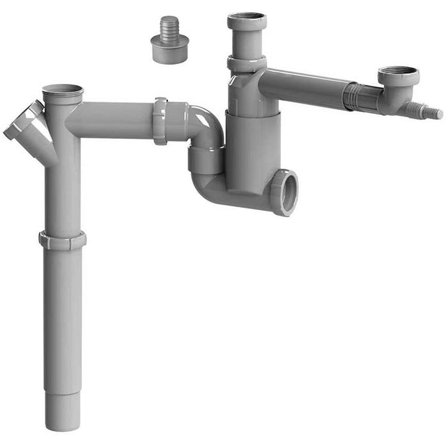 Faluplast Falu 2Flex Vannlås for oppvaskbenk, grå, Innendørsavløp