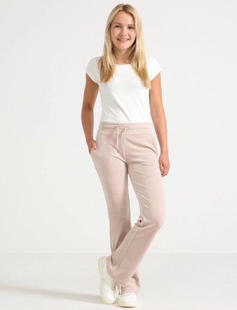 Lindex Utsvängda Byxor I Velour - Cream - 158