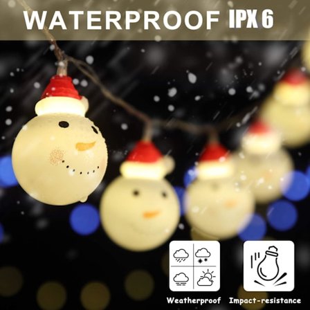 LED-batteridrevne julelys for juletre innendørs utendørs feriedekorasjoner, innendørs julepyntdekor (snømann, 10 fot 20 LED)