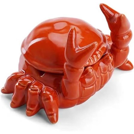 Krabbeskål med låg, vindtæt keramisk cigaretaskebæger til indendørs eller udendørs brug, borddekoration, krabbekloholder til at holde